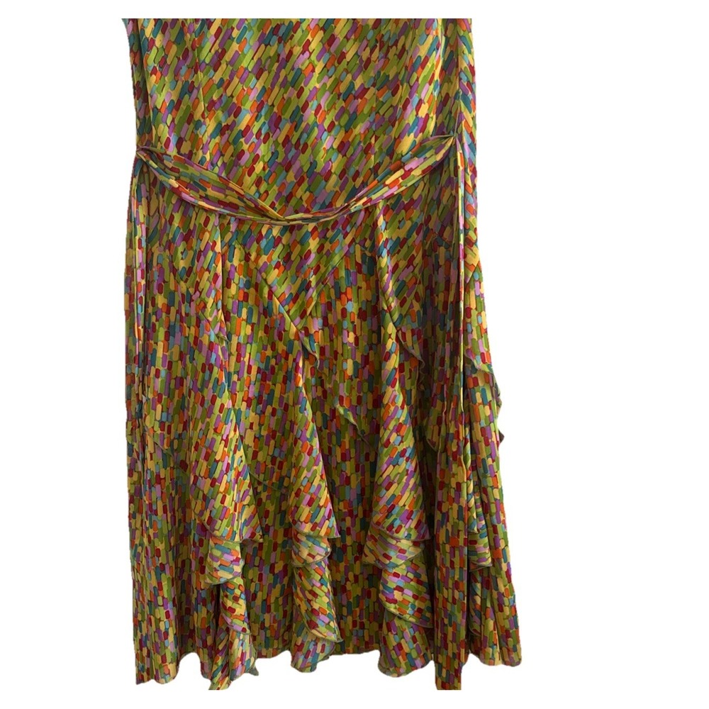 Signature by Robbie Bee Sleeveless Midi Dress 18 Multi Color Ruffle Excellent - Picture 9 of 16